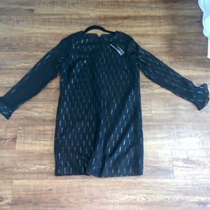 Banana republic black shift dress w/ sheer sleeves
